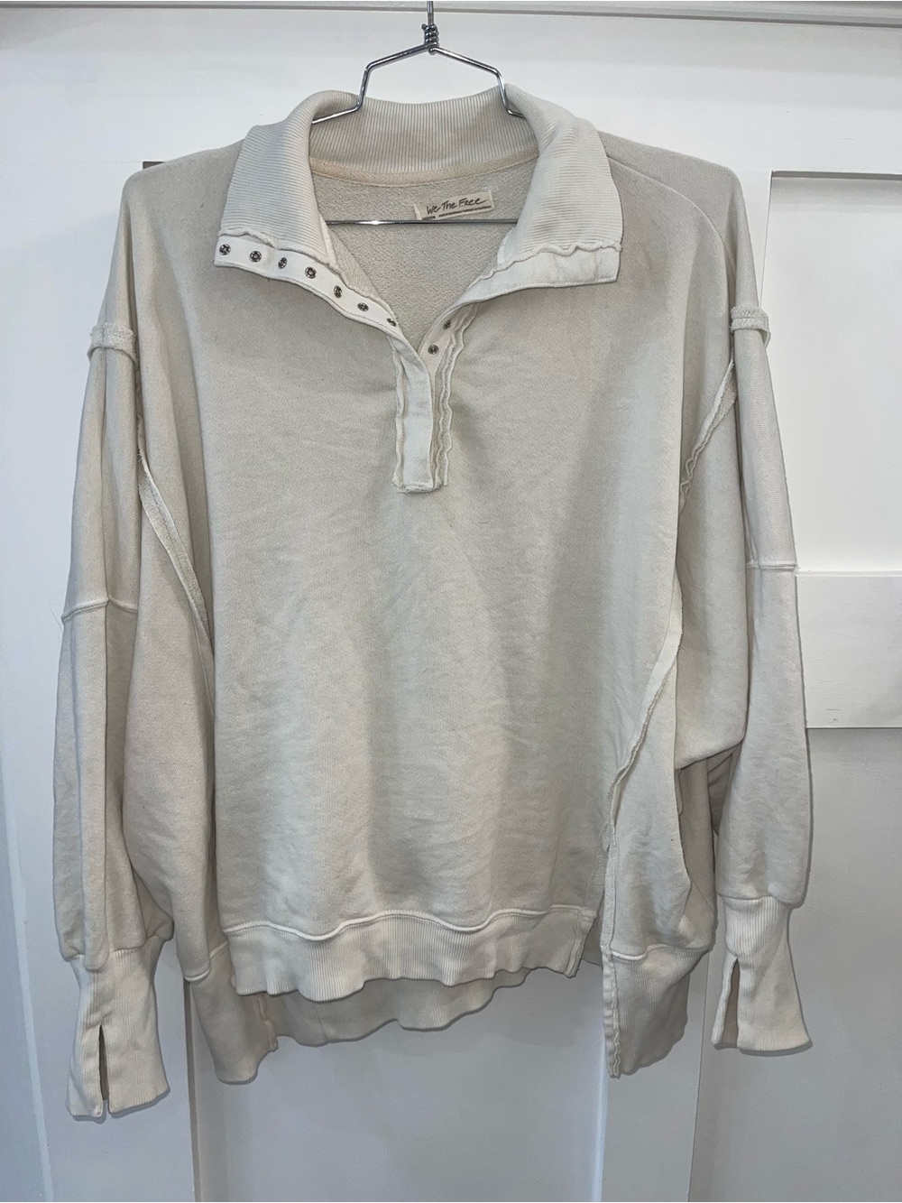 FREE PEOPLE We The Free Camden Henley Sweatshirt Medium OVERSIZED Fit - Picture 5 of 7